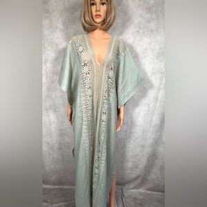 NWT - Miguelina Green Crochet-Trimmed Swim Coverup